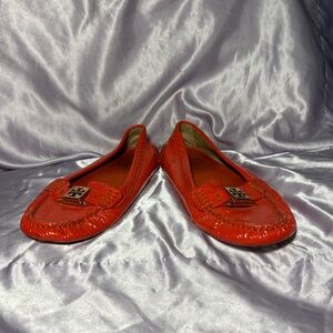 Tory Burch red leather flats